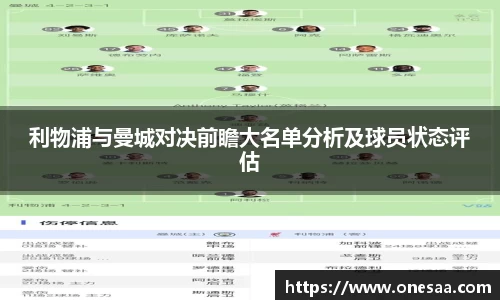 利物浦与曼城对决前瞻大名单分析及球员状态评估